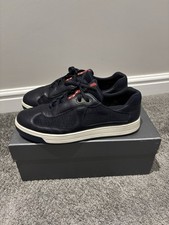 Prada Vernice Bike America Cup Trainers Navy Blue Size Uk 8