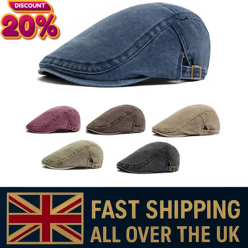 Men flat cap washed newsboy - cap,