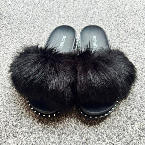 Schuh women black faux fur - black,