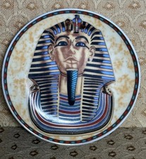 Mask of Tutankhamun Decorative Plate on Stand, 10cm, Fathi Mahmoud Design VTG