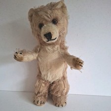 Chiltern Bruin Teddy Bear 11" Cardboard feet Stitched Claws early example 1950s 