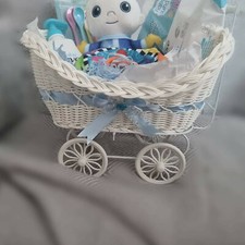 Baby pram hamper wicker basket