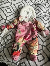Snowsuit  3-6 Months Ted Baker Perfect Condition Baby Winter Coat Floral Mitts
