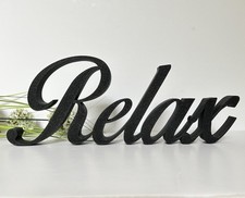 Black Relax Word Ornament Sign Home Decor New Home Gift Freestanding