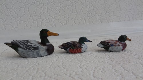 Small mallard duck wooden - 3x,