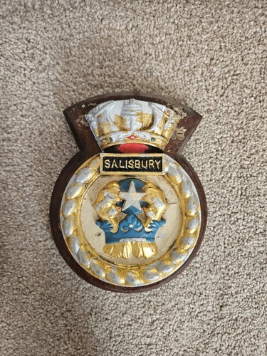 Metal hms salisbury badge - hms,