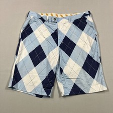 Loudmouth Golf By John Daly Tartan Blue Casual Chino Golf Shorts Mens W38