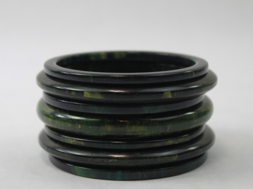 Bakelite bangle stack set blue - bakelite,