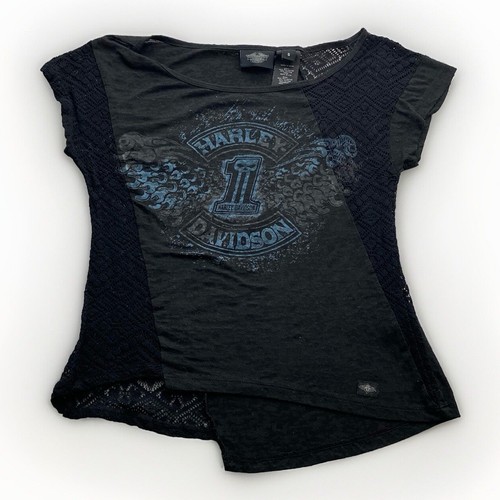 Y2k harley davidson lace shirt - lace,