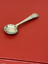 Antique Silver Plated Mustard Spoon Engraved handle Vintage utensils 
