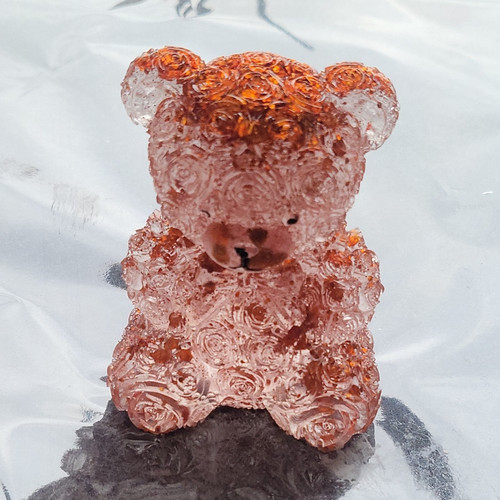 Pink glass teddy bear figurine - pink,