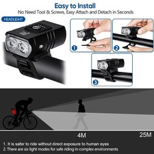 LED Bike Headlight USB Type-C Rechargeable Front Light for MTB Road Bicycle