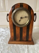 Antique Late 1800s Mahogany Inlaid Mantle Clock With Key