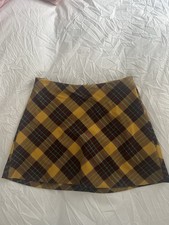 Zara Mustard Check Plaid Tartan Printed Mini Skirt