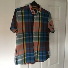 Mens Short Sleeve Multi Coloured Check Cotton Shirt Large