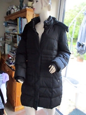 WALLIS SIZE L BLACK PADDED POLYESTER COAT, FAUX FUR LINED HOOD,WORN ONCE ONLY