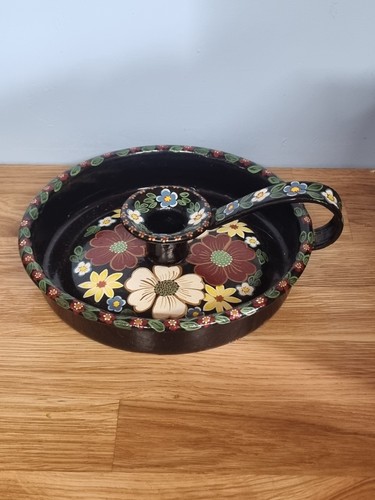 Hand painted tin candle holder - candle,