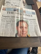 The Times Newspaper Feb 28 1995.  Nick Leeson Rogue Trader.  Clean Copy