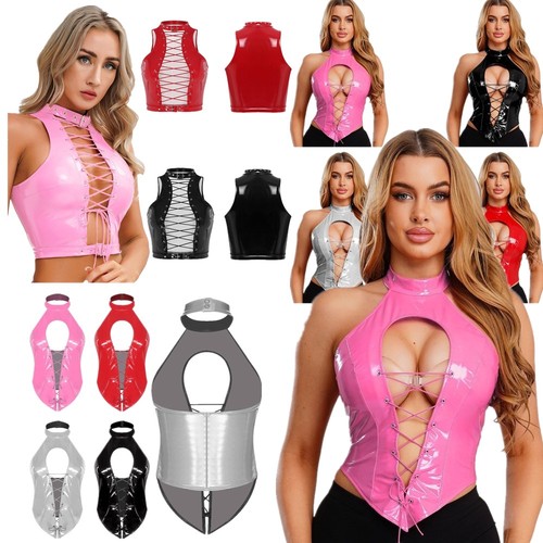 Women vest pvc crop - pvc, top