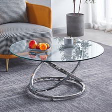 90cm Round Coffee Table Clear