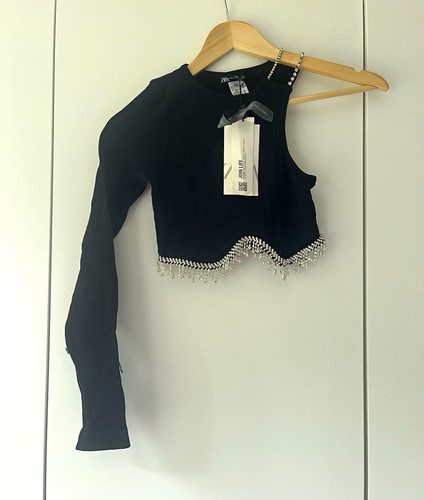 Zara womens black ribbed - xs/s,