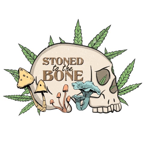 Skeleton stoned sticker - skeleton,