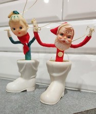 2 Vtg MCM Santa & Pixie Girl