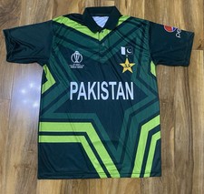 Pakistan ICC 2023 World Cup Cricket Polo Shirt Mens L Green Short Sleeve Preppy