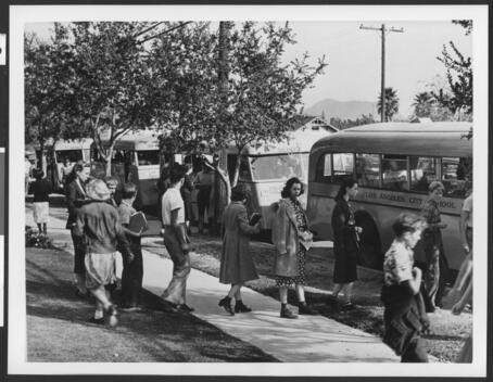 Students boarding line - a, of
