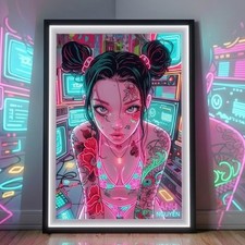 Cyberpunk Anime Girl Poster
