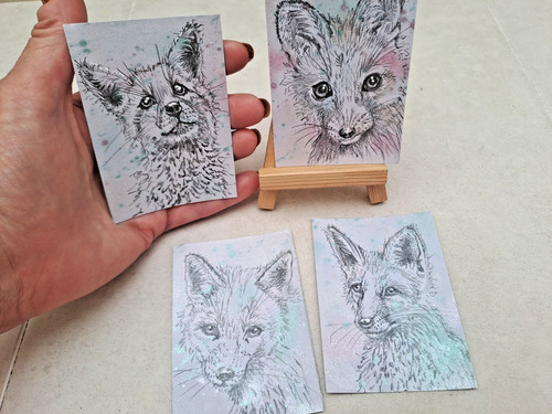 Fox cubs aceo - cubs, originals
