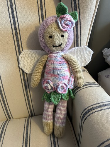 Hand knitted fairy flower doll - hand, fairy/flower