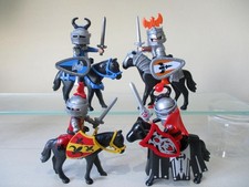 PLAYMOBIL KNIGHTS ON HORSEBACK WITH SWORDS HELMETS & WEAPONS
