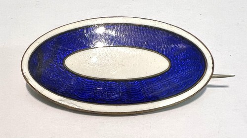 Antique blue white enamel oval - enamel,