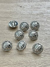8 X Silver Shank  buttons 15mm