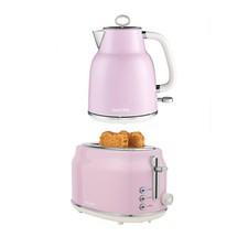 Salter Retro Pink Kettle & Toaster Set 1.7L Rapid Boil 2 Slice Wide Slot 3KW
