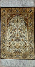 2511196-Beautiful Original China Hereke Silk, 95x62 cm², Rug, Tappeto