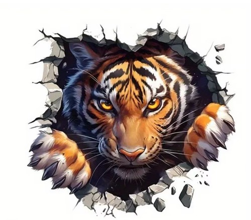 Peeking tiger large - diy, iron