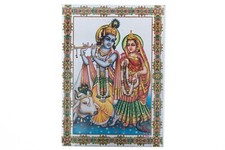Radha Krishna Photo Gopala Hindu God Goddess Wall Hanging Art Temple Aluminium
