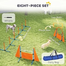 PawHut 6-Piece Dog Agility Equipment, Obstacle Training Course Kit, Orange
