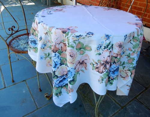 Vintage tablecloth white slub - vintage,
