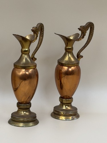 Vintage pair ewer jugs brass - ewer,