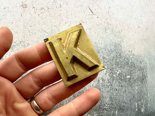 Vintage brass letter mould - brass, k