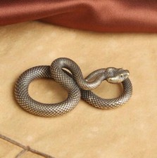 Chinese old bronze Brass Carved snake statue collectable pendant netsuke 24142