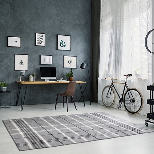 Floor rug grey check medium - floor,