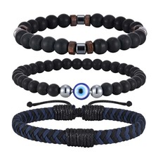 Men's Braided Leather Rope Bracelets, Adjustable Woven Design for Dad Christmas