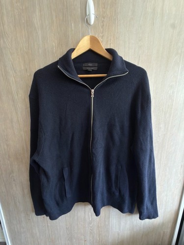 Navy cotton blend zip - m&s, cotton-blend