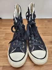 UK3.5 Converse All Star Black Shearling Suede Zip Back Hi Top Fur Lined Boots