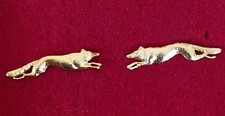 Royal Leicestershire Regiment Running Fox Collar Badge Pair Vintage British Army