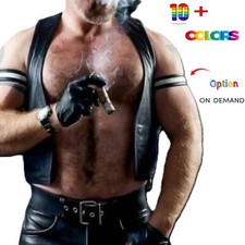 Mens Leather Bar Vest Sexy